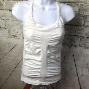 Athleta White Stretch Tank Shelf Bra Sz S